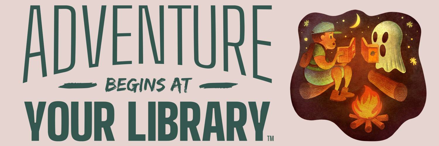 Adventure Begins at Your Library with kids by campfire